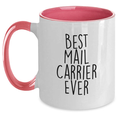 Funny Mail Carrier Gifts from Friends and Family, Best Mail Carrier Ever Two Tone Coffee Mug for Mail Carrier Christmas Unique Presents - Main