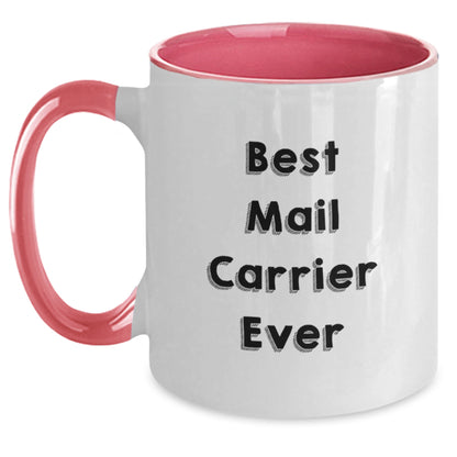 Funny Gifts from Friends and Family for Mail Carrier at Christmas, 'Best Mail Carrier Ever' Two Tone Coffee Mug - Main