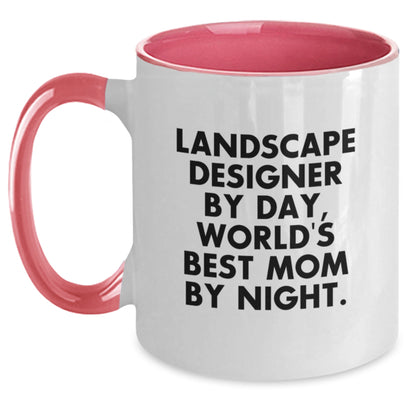 Funny Landscape Designer Gifts from Mom for World's Best Landscape Designer Daughter - Two Tone Coffee Mug - Christmas Unique Mugs for Landscape Designer Men or Women - Main