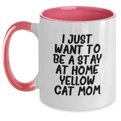 Yellow Cat Funny Quirky Two Tone Coffee Mug for Stay at Home Mom Gifts from Family Friends Women Men - Christmas Unique Presents - Main