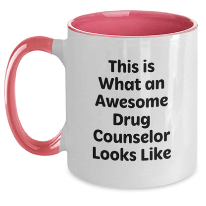 Funny Drug Counselor Gifts from Men, Women, Friends, Coworkers, Family - This 'Is What An Awesome Drug Counselor Looks Like' Two Tone Coffee Mug for Valentine's Unique Gifts - Main