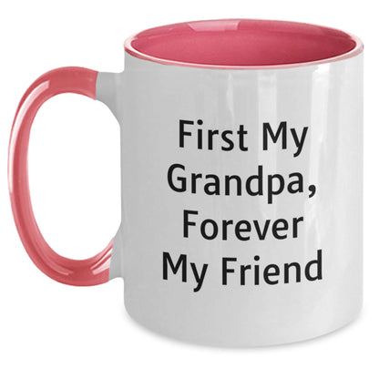 Funny Grandpa Gifts, Christmas Unique Presents for Grandpa, Two Tone Coffee Mug 'First My Grandpa, Forever My Friend' - Gifts from Family to Grandpa - Main