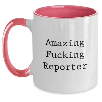 Funny Reporter Two Tone Coffee Mugs - Gifts from Friends for Reporter Christmas Unique Presents - Main
