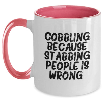 Cobbling Humor Funny Two Tone Coffee Mugs Gifts for Men and Women Friends and Family from Cobblers at Christmas Unique Presents - Main