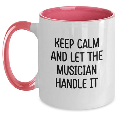 Funny Musician Gifts from Men to Women Friends Christmas Unique Presents Two Tone Coffee Mugs Keep Calm And Let The Musician Handle It - Main