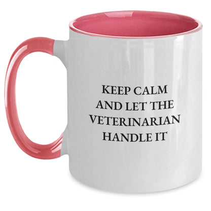 Funny Veterinarian Gifts for Men, Women, Coworkers, and Family, Two Tone Coffee Mugs with Keep Calm and Let the Veterinarian Handle It, Christmas Unique Presents - Main