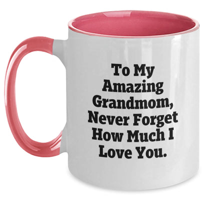 Funny Grandmom Gifts from Family, To My Amazing Grandmom, Never Forget How Much I Love You. Christmas Unique Two Tone Coffee Mug - Main