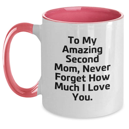 Funny Second Mom Gifts, Unique Two Tone Coffee Mugs for Second Mom, 'To My Amazing Second Mom...' - Main