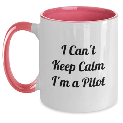 Funny Pilot Gifts I Can't Keep Calm I'm A Pilot Two Tone Coffee Mug, Gifts from Friends and Family to Pilot, Christmas Unique Presents for Men Women Coworkers - Main
