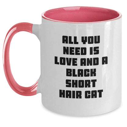 Funny Black Short Hair Cat Gifts from Friends for Black Short Hair Cat Lovers on Birthday Unique Gifts - Two Tone Coffee Mug - Main