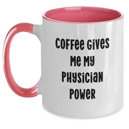 Funny Physician Gifts, Christmas Unique Mugs for Physician Friends, Coffee Gives Me My Physician Power, Two Tone Coffee Mug - Main