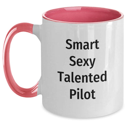 Funny Pilot Gifts from Men to Friends, Two Tone Coffee Mug with Smart Sexy Talented Quote, Christmas Unique Ideas - Main