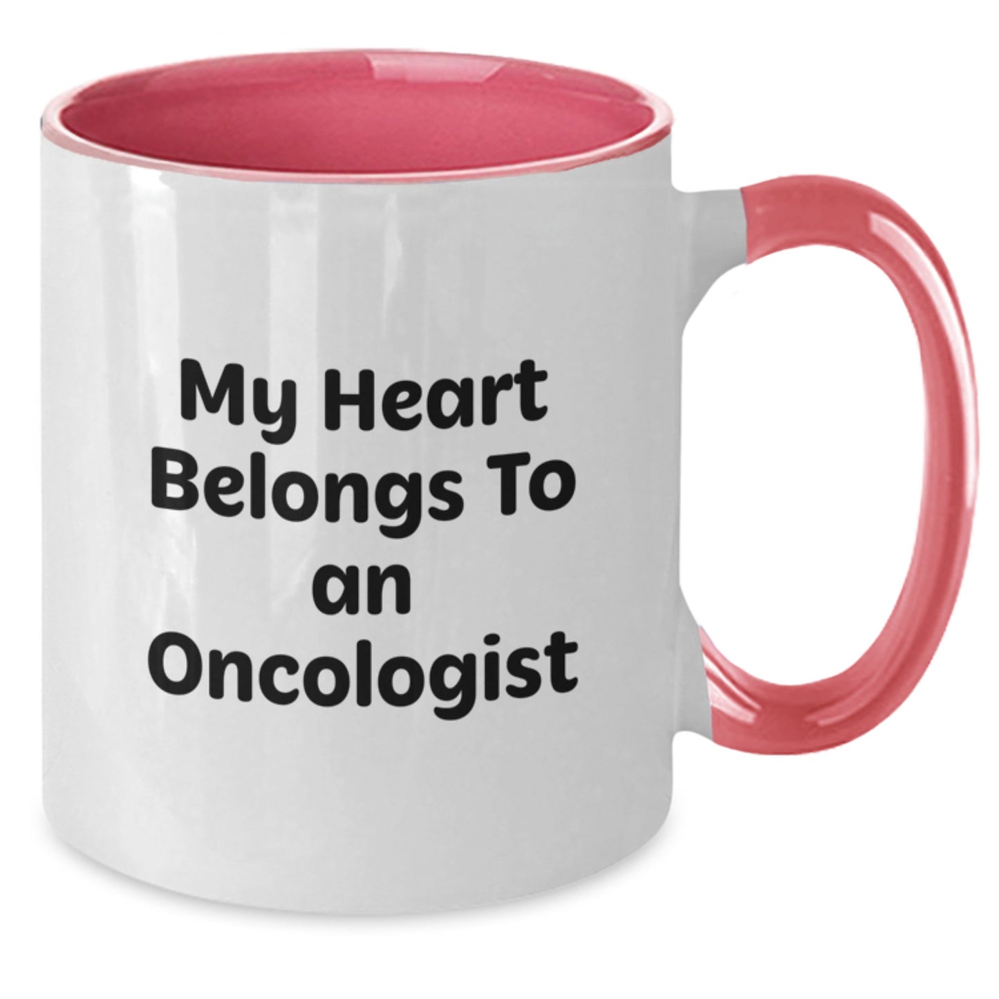 Funny Oncologist Gifts from Friends - My Heart Belongs To An Oncologist Two Tone Coffee Mug for Him, Unique Christmas Unique Gifts - Additional