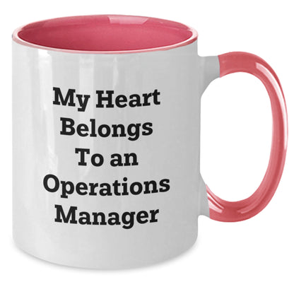 Funny Operations Manager Coffee Mug Gifts from Friends, Heart Belongs To An Operations Manager, Two Tone Christmas Unique Gift for Office - Additional