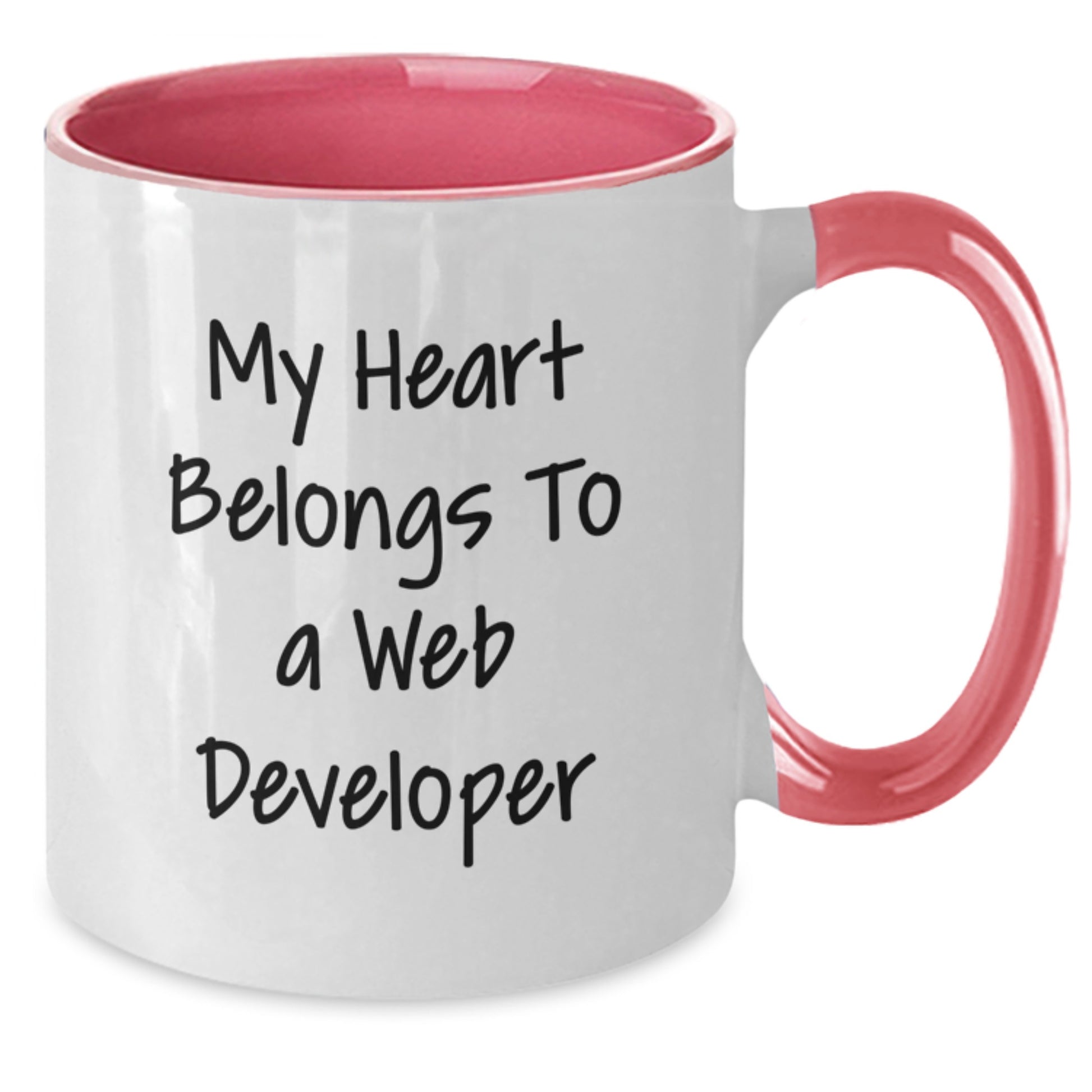 Funny Web Developer Gifts for Men - My Heart Belongs To A Web Developer - Two Tone Coffee Mug, Christmas Unique Gifts from Friends, Coworkers, Family - Additional