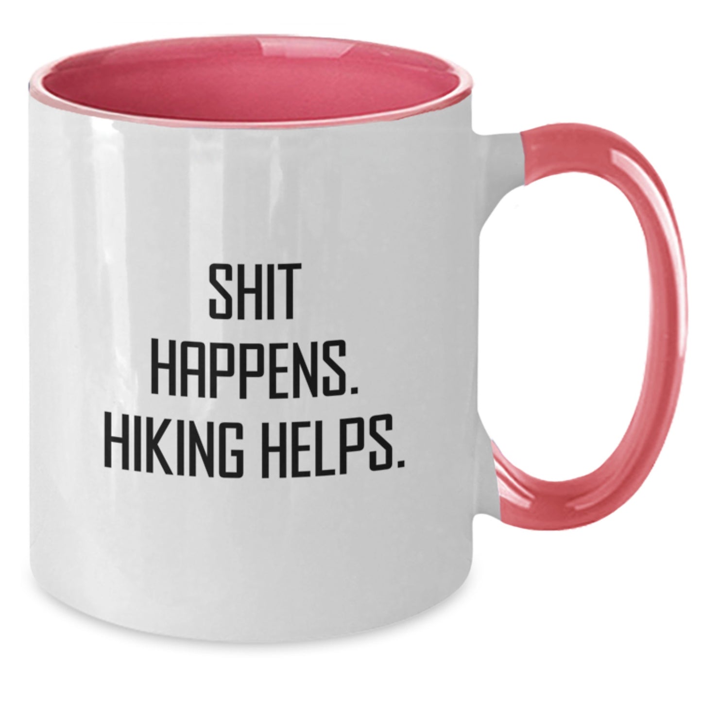 Funny Hiking Gifts for Friends from Men, Hiking Lovers Two Tone Coffee Mugs with Shit Happens. Hiking Helps., Christmas Unique - Additional