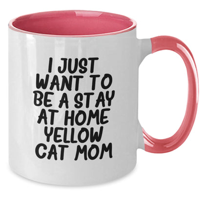 Yellow Cat Funny Quirky Two Tone Coffee Mug for Stay at Home Mom Gifts from Family Friends Women Men - Christmas Unique Presents - Additional