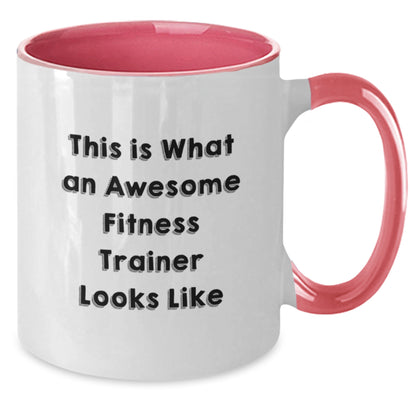 Gifts from Loved Ones, Funny Fitness Trainer Quotes, Two Tone Coffee Mug for Fitness Trainer Friends, Valentine's Unique Gifts - Additional
