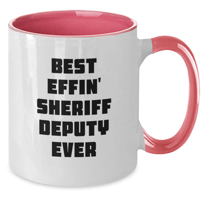 Funny Sheriff Deputy Gifts from Friends for Men Best Effin' Sheriff Deputy Ever Christmas Unique Mugs Two Tone Coffee Mug - Additional
