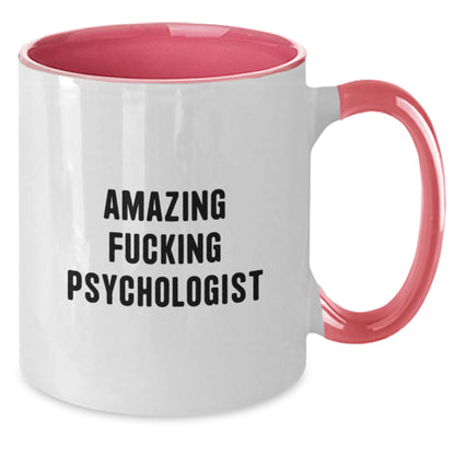 Funny Psychologist Gifts from Men to Friends, Two Tone Coffee Mug with 'Amazing F--king Psychologist' Quote for Psychologist Women Coworkers - Additional