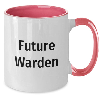 Funny Future Warden Christmas Two Tone Coffee Mug Gifts from Men to Warden, Inspirational Quote, Black and White - Additional