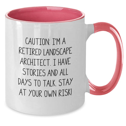 Funny Gifts from Friends for Landscape Architects - Stay At Your Own Risk! Two Tone Coffee Mug, Black and White, 11oz - Additional