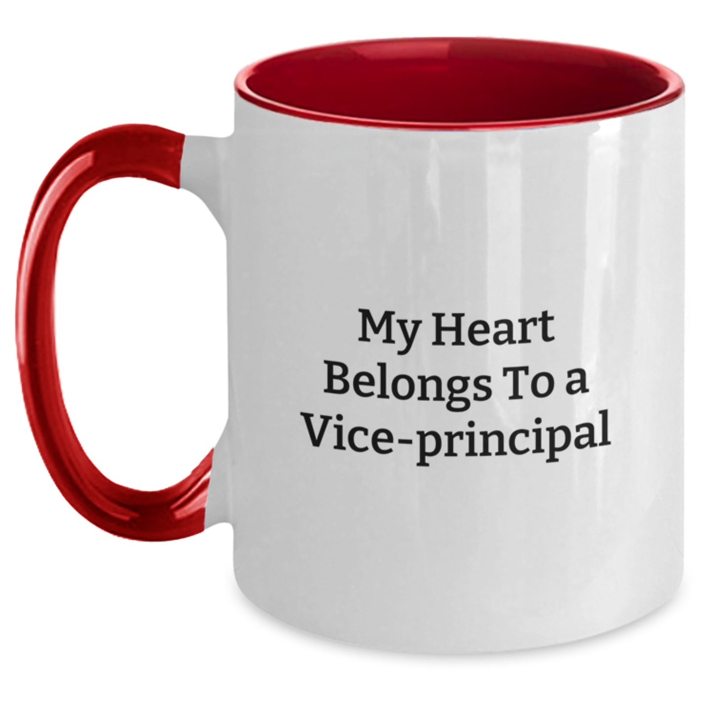 Funny Vice-principal Gifts from Friends, Two Tone Coffee Mug, My Heart Belongs To A Vice-principal Christmas Unique Gifts for Vice-principal - Main