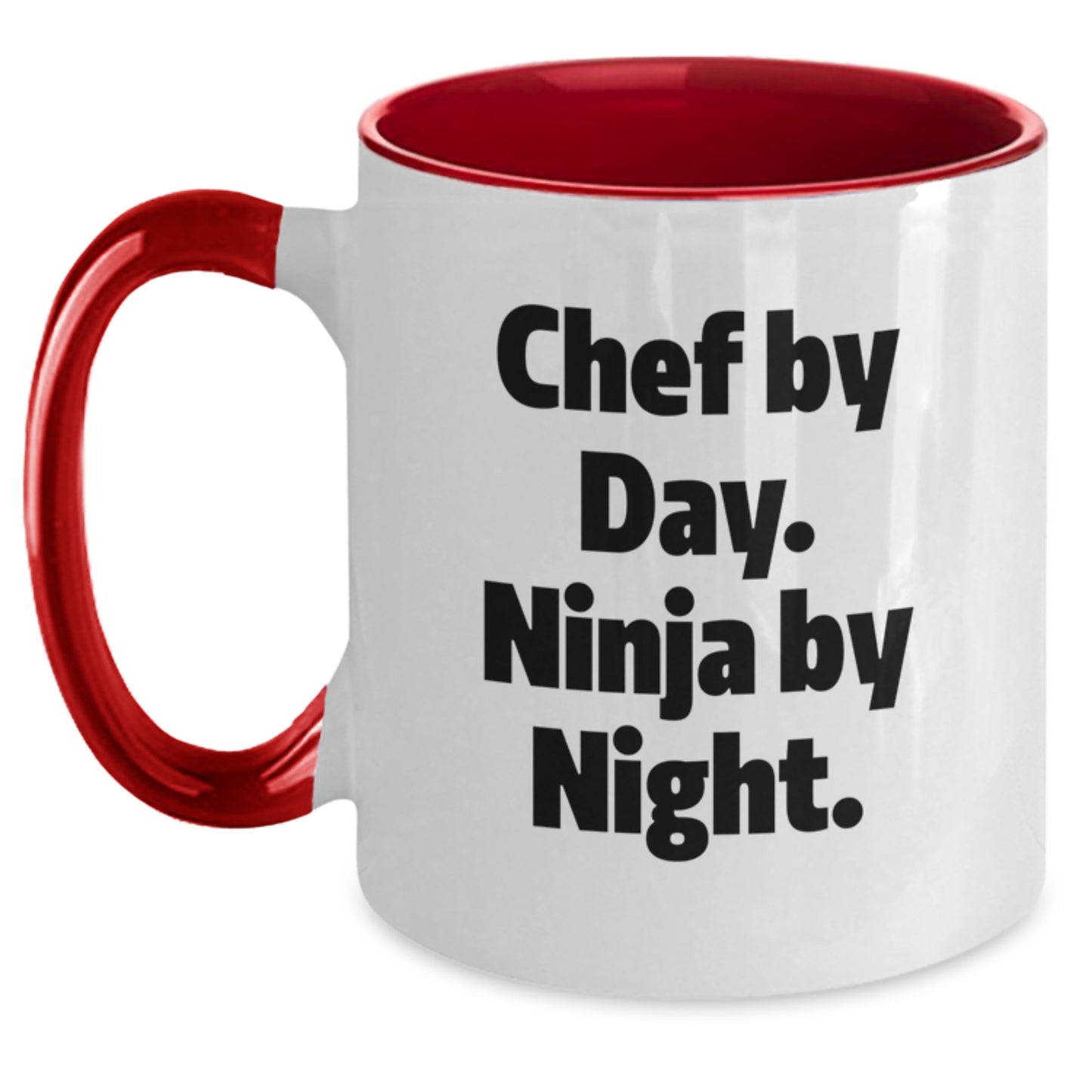 Funny Chef Gifts for Men - Gifts from Friends - Chef By Day. Ninja By Night. Two Tone Coffee Mug, Perfect for Christmas Unique Gifts - Main