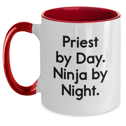 Funny Priest Gifts from Friends for Men, Priest By Day. Ninja By Night. Two Tone Coffee Mug, Christmas Unique Presents - Main