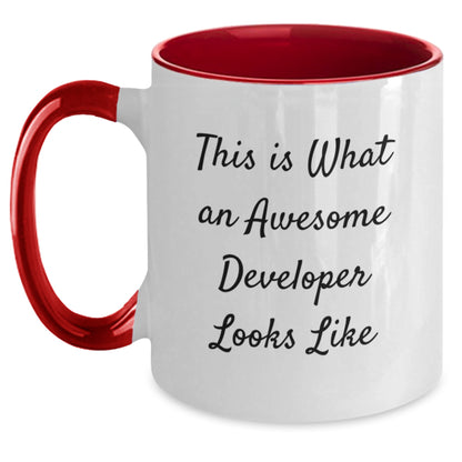 Funny Developer Gifts for Him from Family and Friends This Is What An Awesome Developer Looks Like Two Tone Coffee Mugs - Main