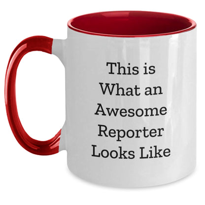 Funny Reporter Gifts from Friends for Awesome Reporter Men - Two Tone Coffee Mug This Is What An Awesome Reporter Looks Like - Main