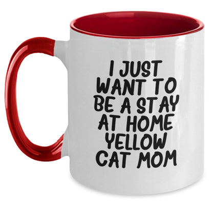 Yellow Cat Funny Quirky Two Tone Coffee Mug for Stay at Home Mom Gifts from Family Friends Women Men - Christmas Unique Presents - Main