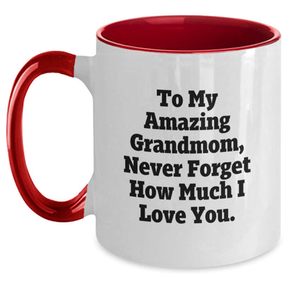 Funny Grandmom Gifts from Family, To My Amazing Grandmom, Never Forget How Much I Love You. Christmas Unique Two Tone Coffee Mug - Main