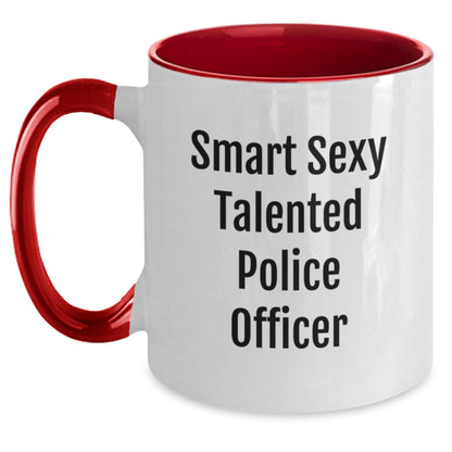Funny Police Officer Gifts for Men - Smart Sexy Talented Quote, Two Tone Coffee Mug, Christmas Unique Gifts from Friends - Main