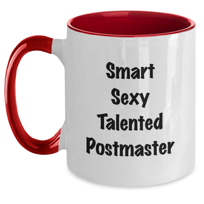 Funny Postmaster Gifts from Friends - Smart Sexy Talented Postmaster Two Tone Coffee Mug Christmas Unique Gifts - Main