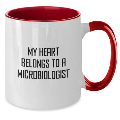 Funny Gifts from Friends and Family for the Microbiologist in Your Life, Two Tone Coffee Mug with My Heart Belongs To A Microbiologist Quote, Valentine's Unique Gifts - Additional