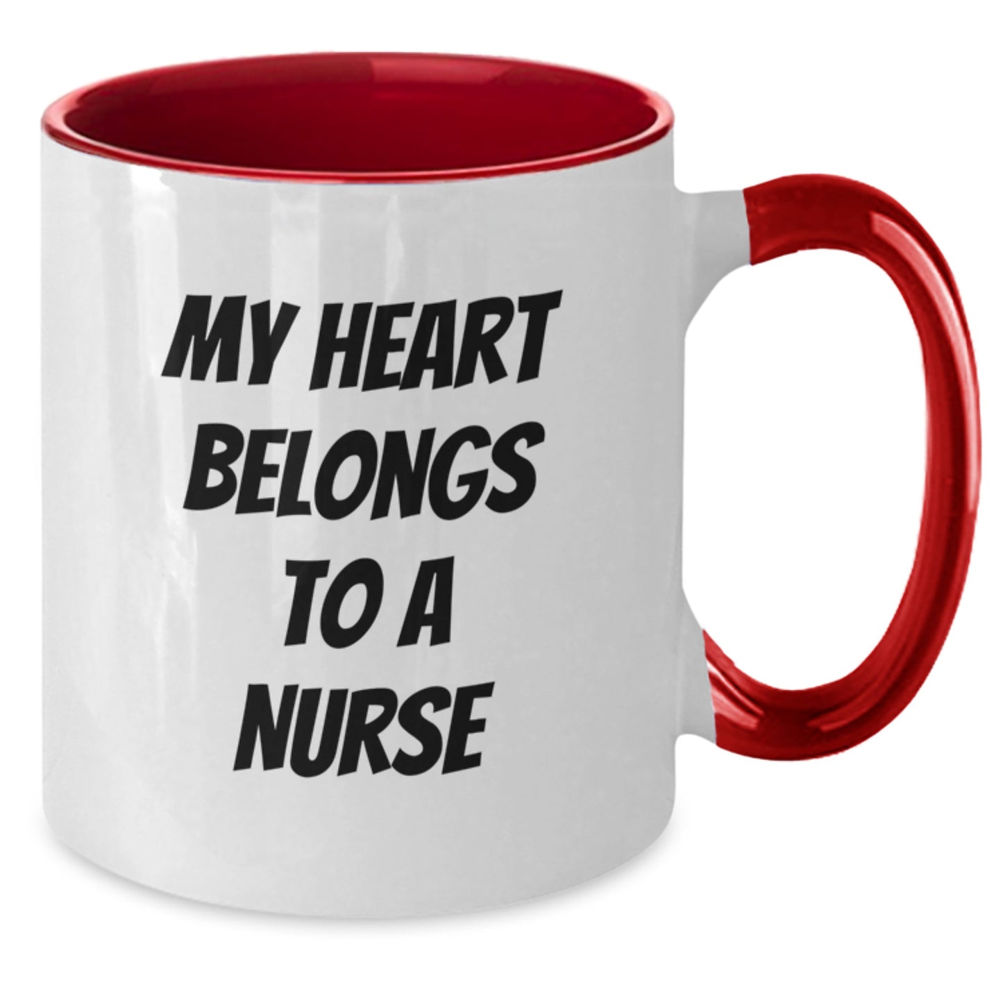 Funny Nurse Gifts - 'My Heart Belongs To A Nurse' Two Tone Coffee Mug, Gifts from Men to Women, Christmas Unique Presents for Nurse Coworkers, Friends, Family - Additional
