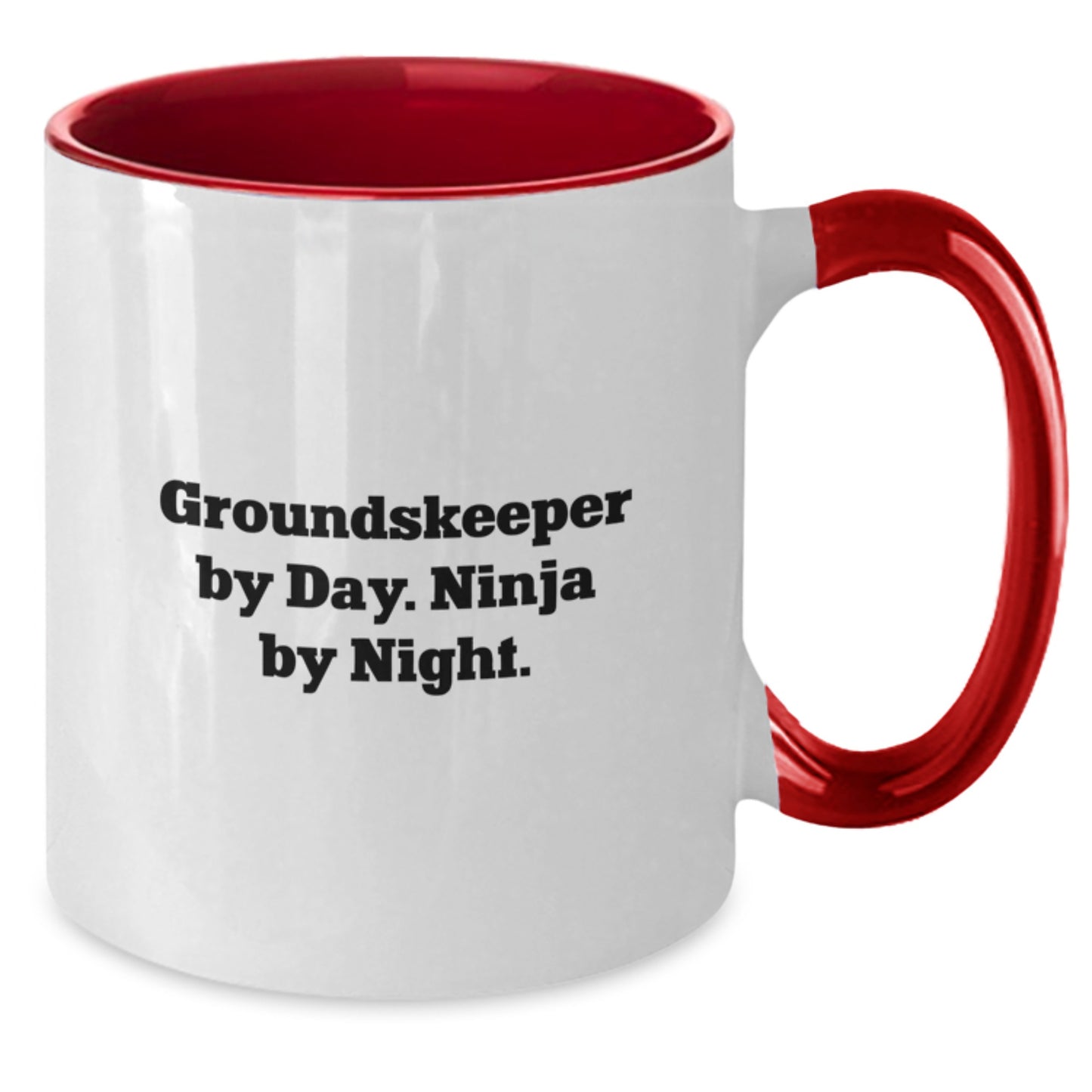 groundskeeper By Day. Ninja By Night. Gifts from Friends for groundskeeper Two Tone Coffee Mug, Funny Birthday Unique Gifts - Additional