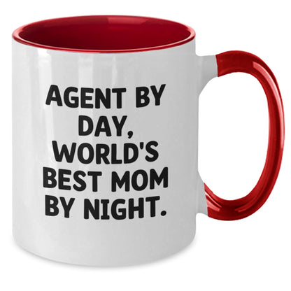 Agent By Day Funny Two Tone Coffee Mugs for Agents from Parents, Mom, Dad, or Friends - Additional