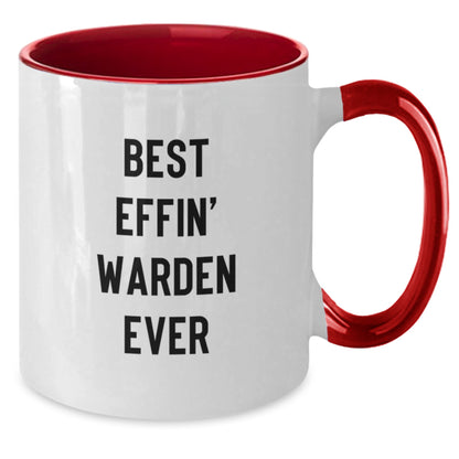 Funny Warden Gifts from Friends and Family, Best Effin' Warden Ever Two Tone Coffee Mug, Christmas Unique Presents for Wardens - Additional