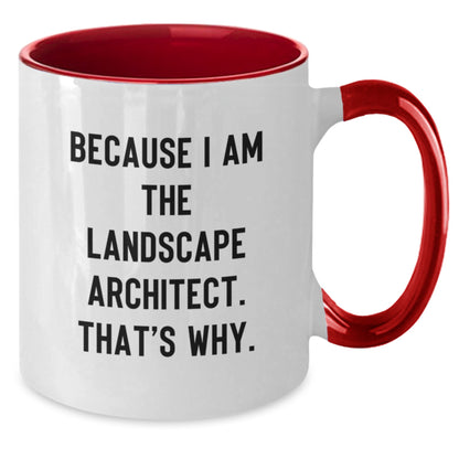 Funny Landscape Architect Gifts from Men to Women Friends Coworkers Family - Because I Am The Landscape Architect That's Why Two Tone Coffee Mug Christmas Unique Present - Additional