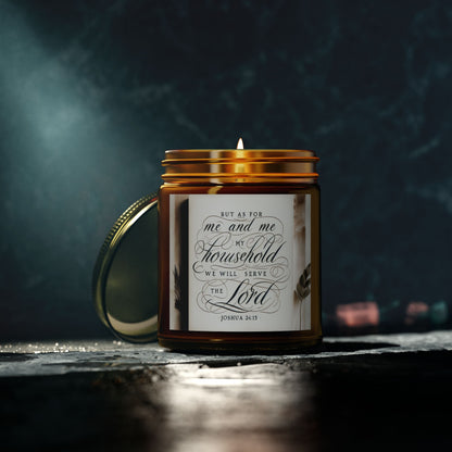 But As For Me and My House We Will Serve The Lord Scented Candles, Inspirational Quote Candle, Christian Home Decor, Religious Gift, John 24:15 Bible Verse Candle, Religious Candle - Victory Thru Vision 
