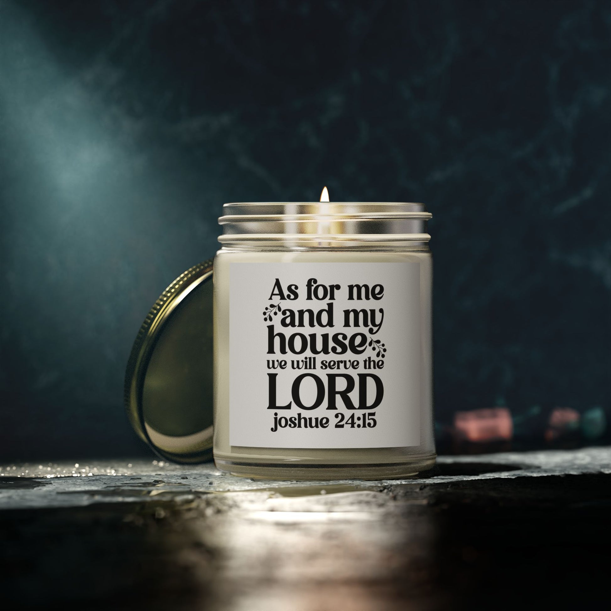 As For Me And My House We Will Serve The Lord Joshua 24:15, Coconut Apricot Wax, Bible Verse Scented Candle - Victory Thru Vision 