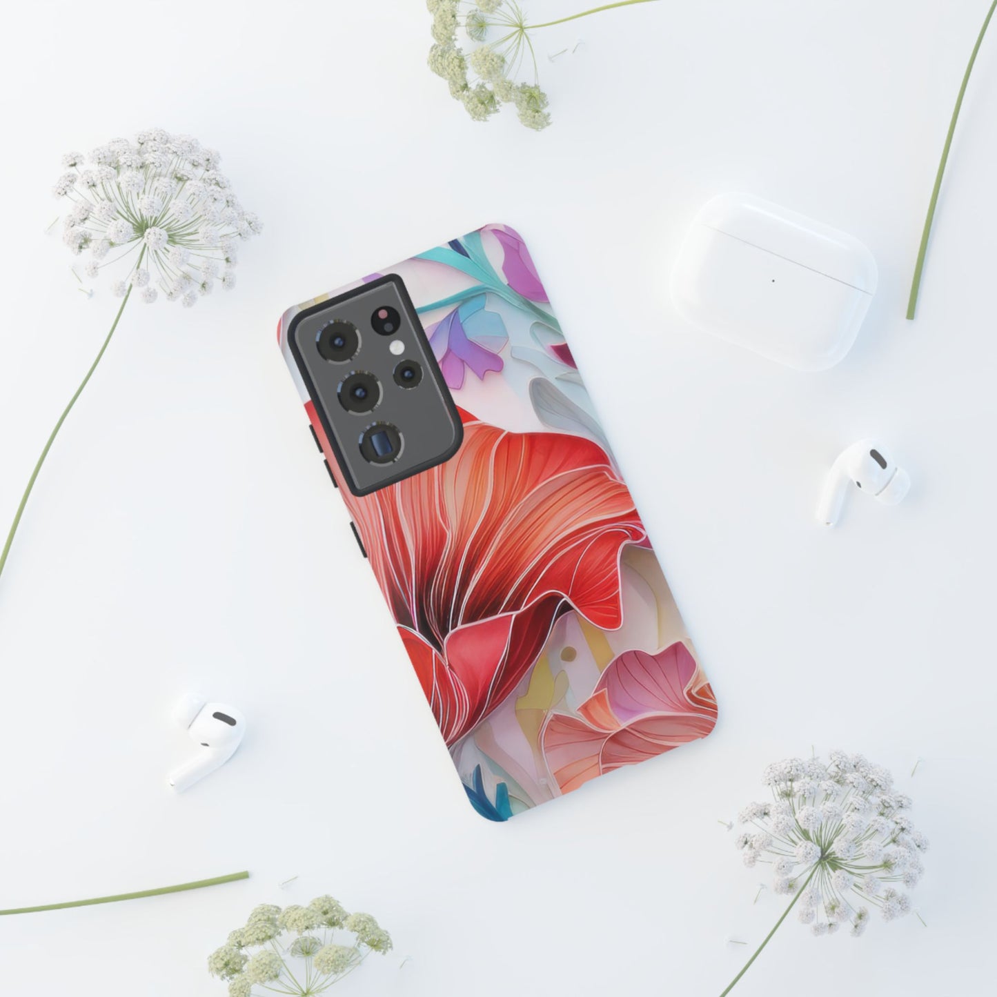 Purple Lily Tough Phone Case – Durable Floral Protective Cover for iPhone & Android