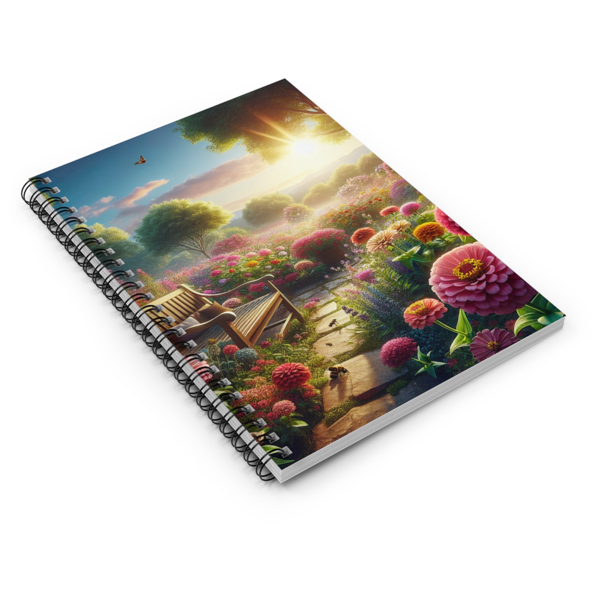 Zinnia Flower Garden, Floral Journal, College Ruled Notepad, Botanical Diary, Nature Lover Gift, Stationery - Victory Thru Vision 