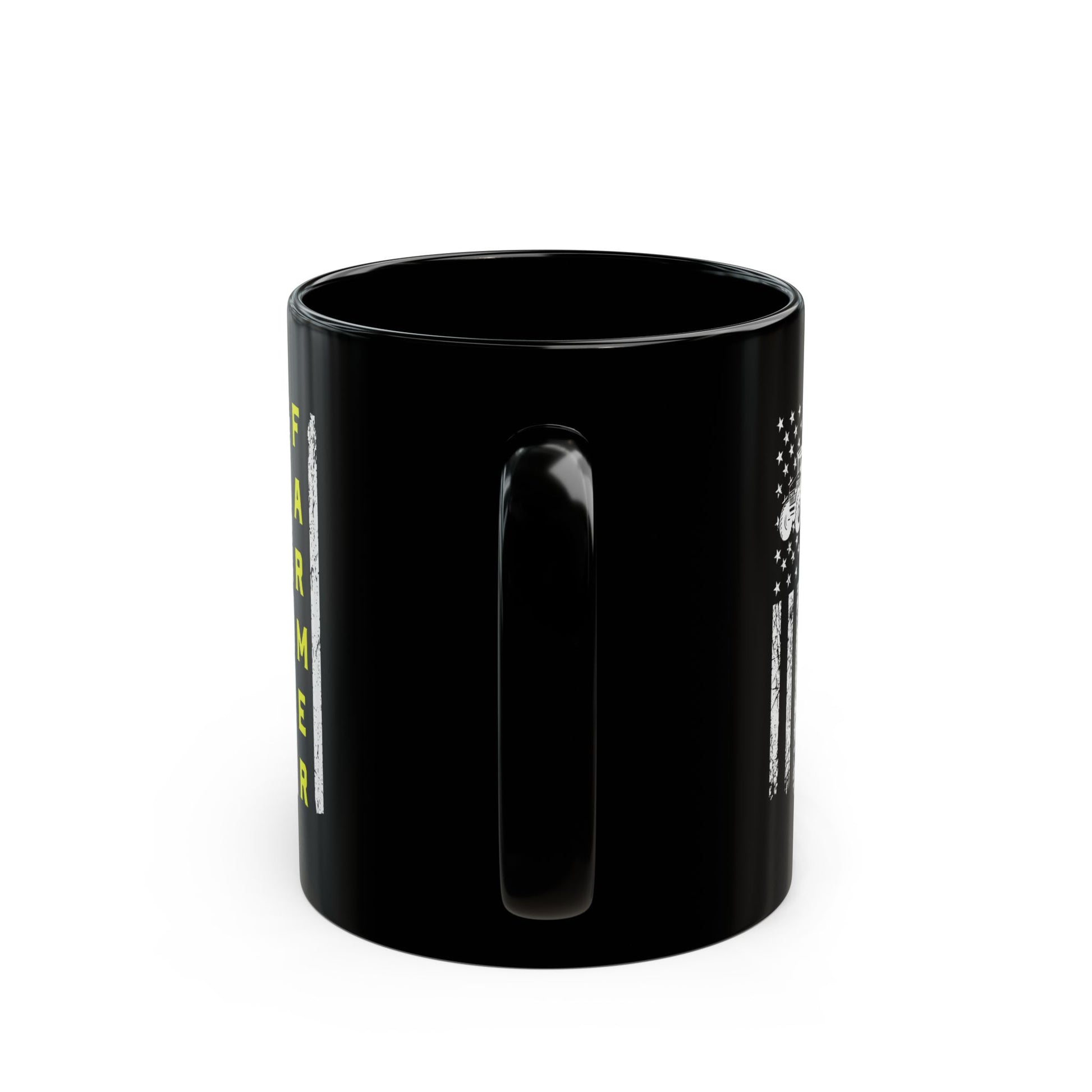 Patriotic Famer Coffee Mug, Farmer USA Flag Patriotic Farm Tractors Farming, Black Coffee Cup Gift for Farmers, Patriotic Ceramic Tea Mug, Farmhouse - Victory Thru Vision 