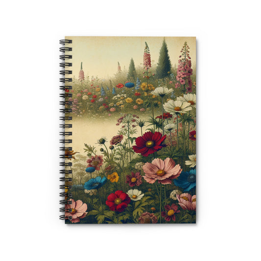 Wildflower Spiral Notebook, Floral Journal, College Ruled Notepad, Botanical Diary, Nature Lover Gift, Stationery - Victory Thru Vision 