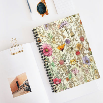 Wildflowers Notebook, Wildflower Journal, Floral Writing Diary, Nature Notepad, Botanical Stationery, Gift for Nature Lover - Victory Thru Vision 
