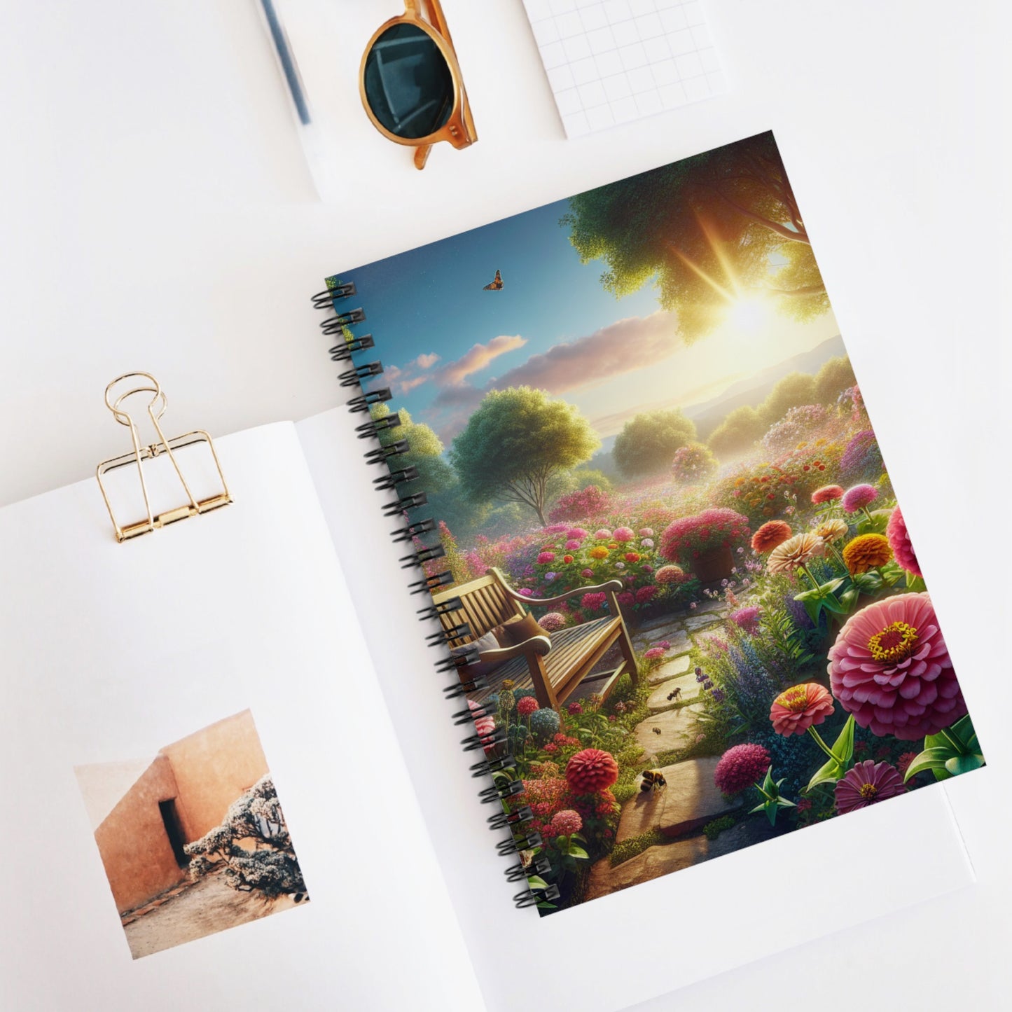 Zinnia Flower Garden, Floral Journal, College Ruled Notepad, Botanical Diary, Nature Lover Gift, Stationery - Victory Thru Vision 