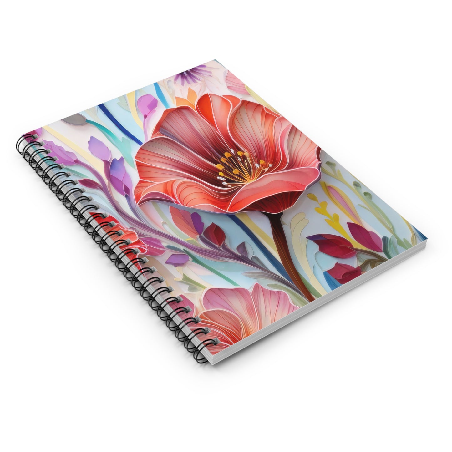 Red Lily Spiral Notebook - Ruled Line, Floral Journal, Sketchbook, Floral Stationery, Nature Inspired Gift, College Student Notebook - Victory Thru Vision 